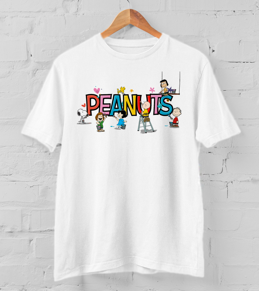 Peanuts Characters Painting Colorful Letters Charlie Brown Snoopy Lucy Linus Woodstock T-Shirt