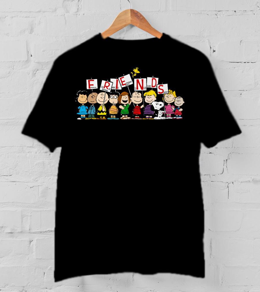 Friends Peanuts Characters Holding Signs T-Shirt