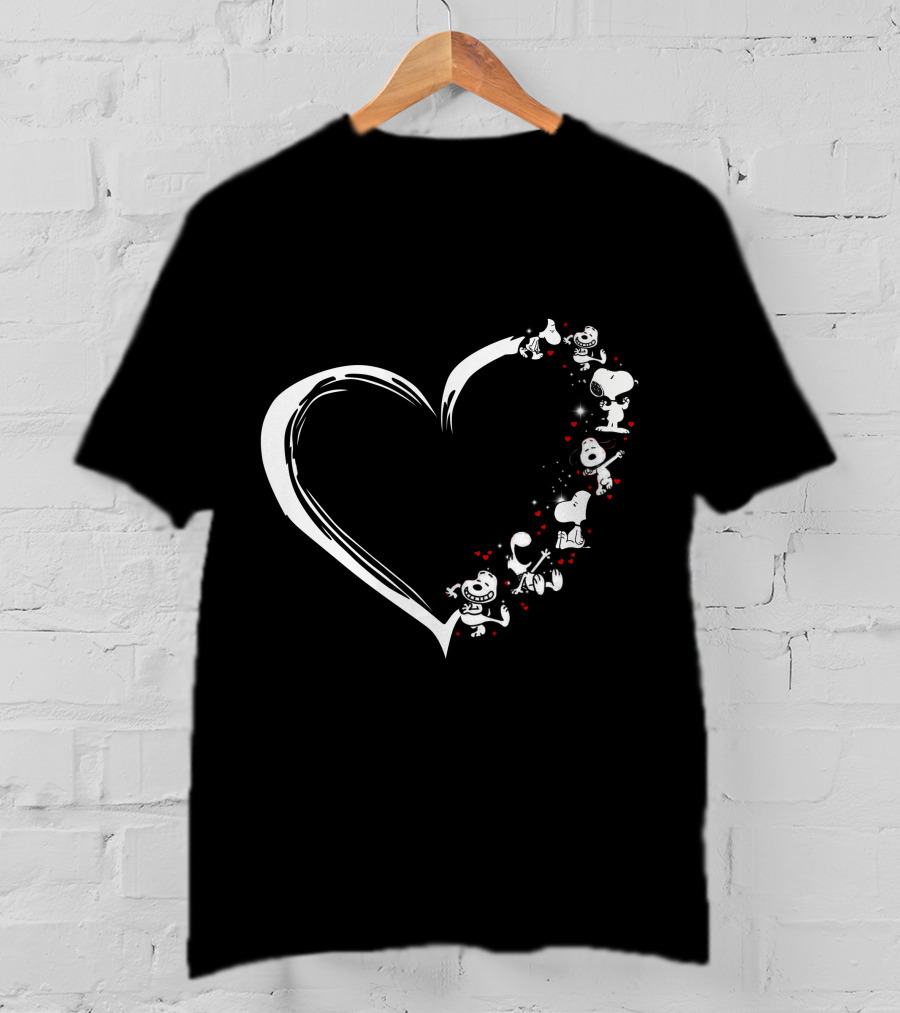 Heartsnop Peanuts Snoopy Heart Shape Love T-Shirt