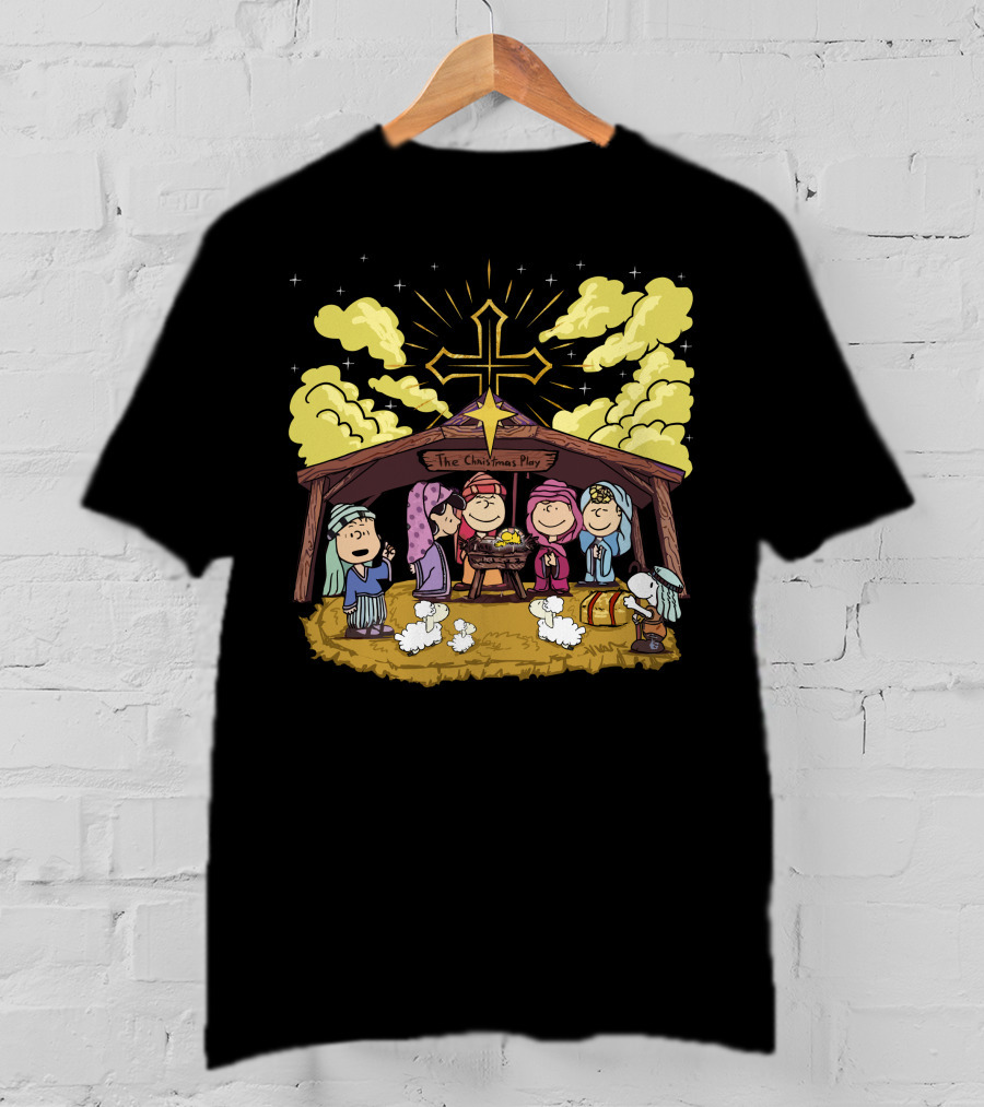 The Christmas Play Nativity Scene With Iconic Cartoon Characters T-Shirt