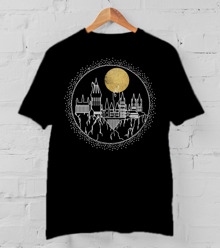 Hogwarts Castle Under Gold Moon Only Today T-Shirt
