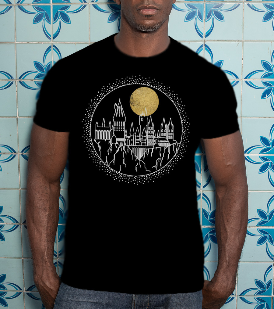 Hogwarts Castle Under Gold Moon Only Today T-Shirt