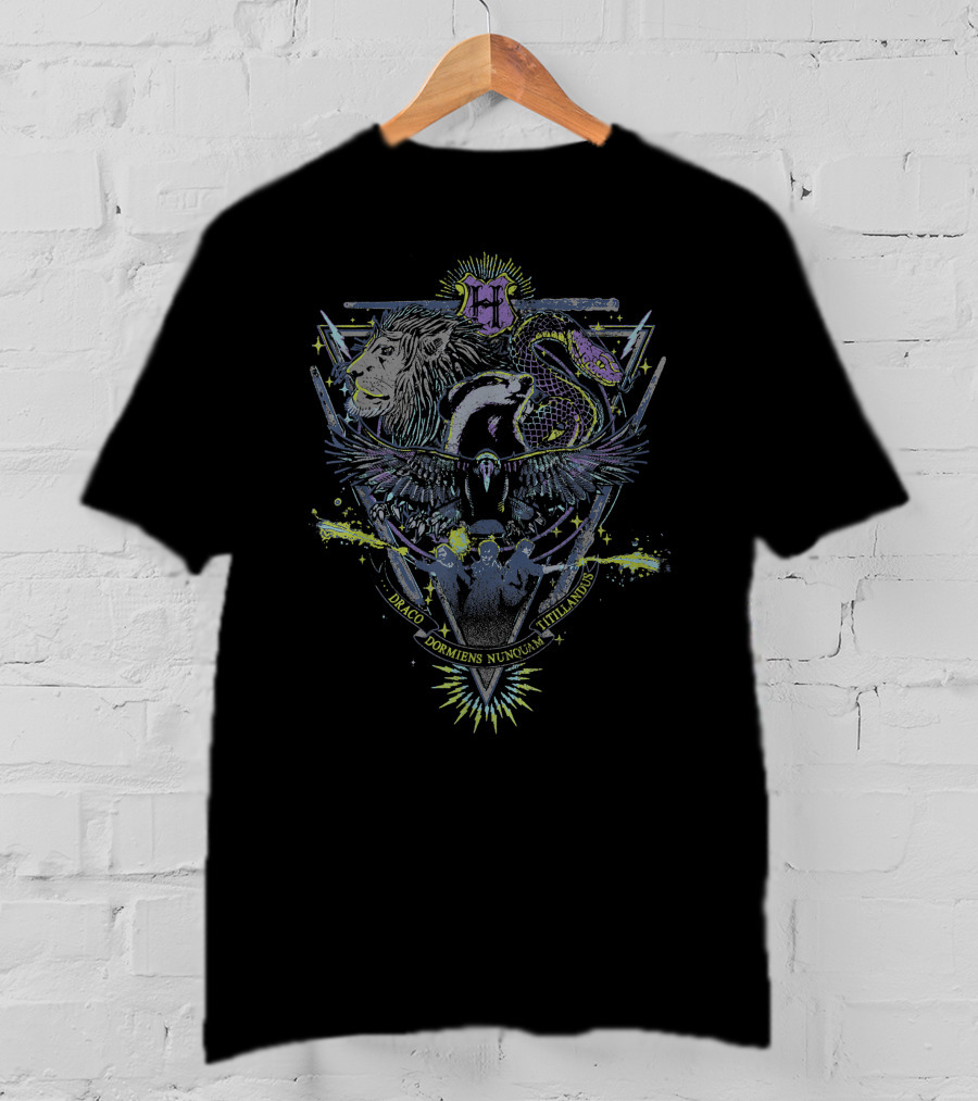 Draco Dormiens Nunquam Titillandus Gryffindor Slytherin Ravenclaw Hufflepuff T-Shirt