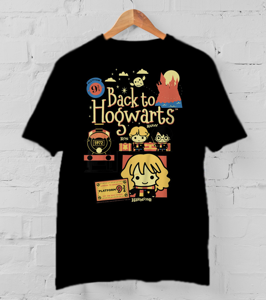 Back To Hogwarts Platform 9¾ Ron Harry Hermione 5972 London To Hogwarts Express T-Shirt