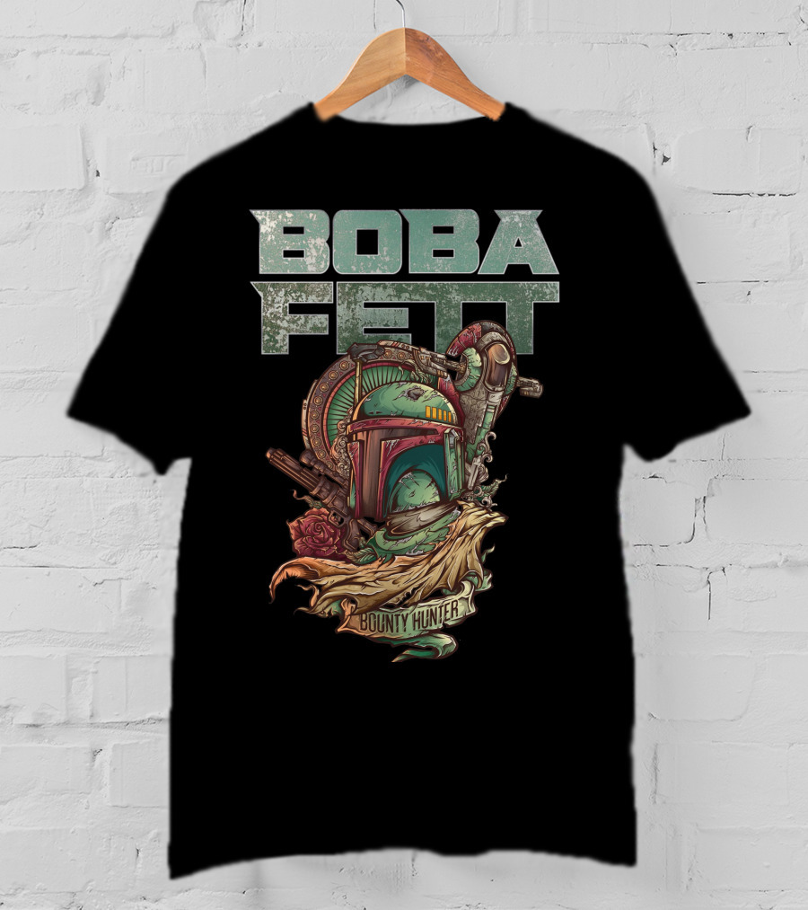 Boba Fett Bounty Hunter Vintage Helmet Artwork T-Shirt
