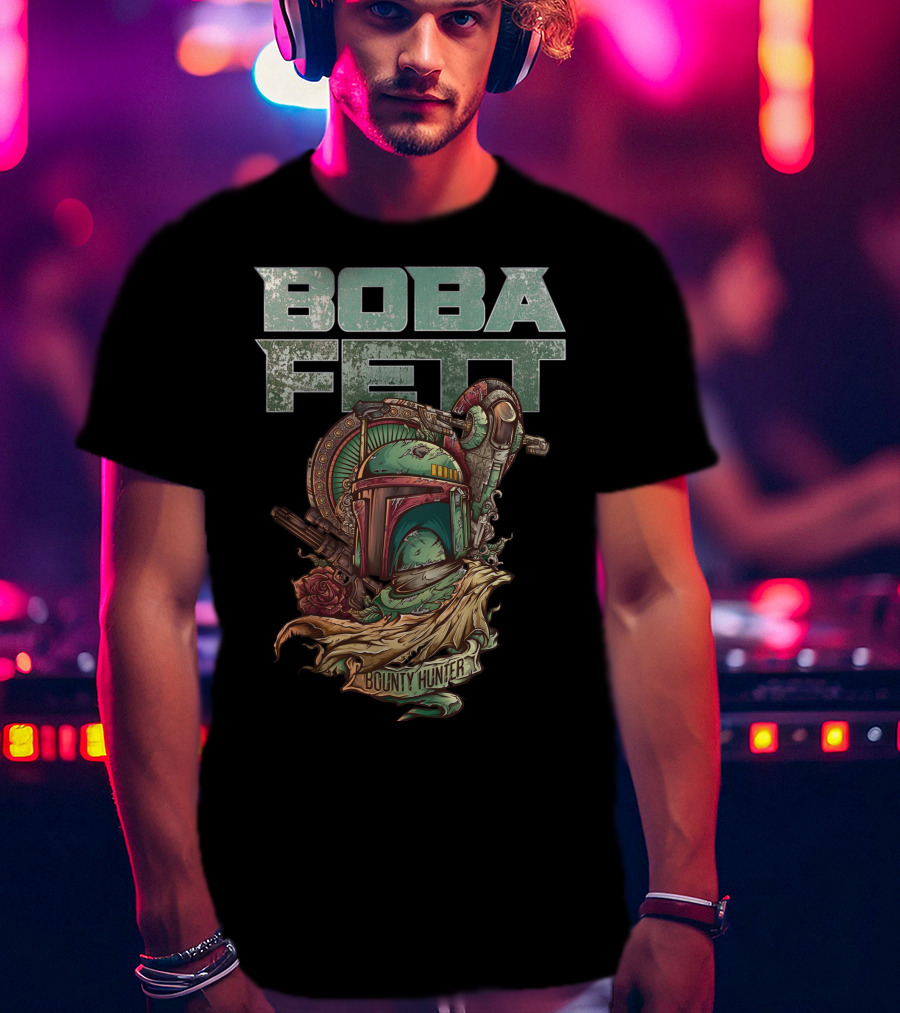 Boba Fett Bounty Hunter Vintage Helmet Artwork T-Shirt