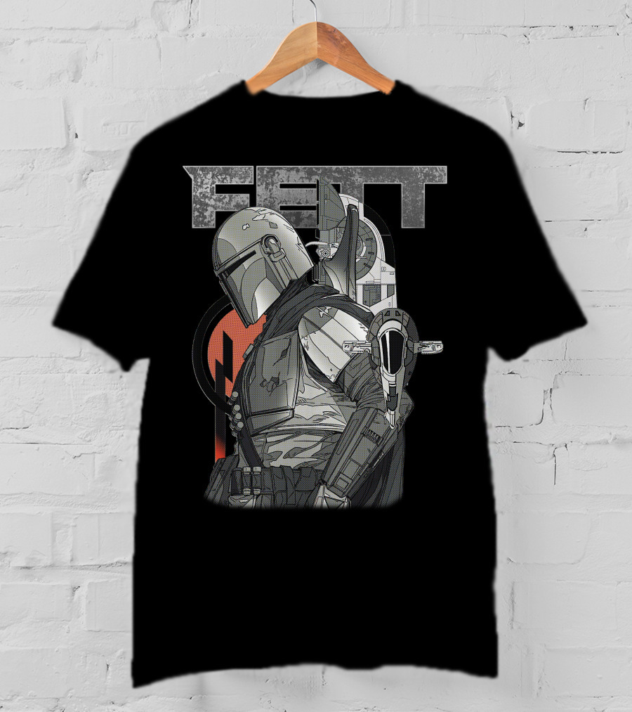 Fett Armor Star Wars Bounty Hunter Mandalorian Helmet And Ship T-Shirt