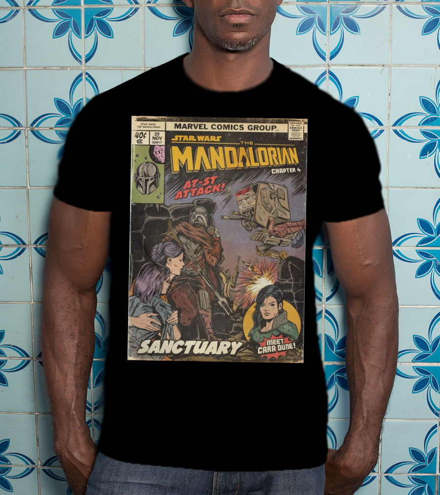 Marvel Comics Group Star Wars The Mandalorian Chapter 4 Sanctuary At-St Attack Meet Cara Dune T-Shirt