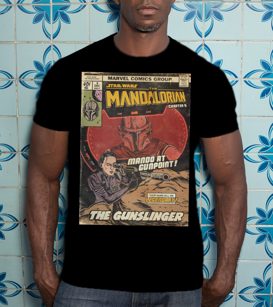 Mando At Gunpoint Legendary The Mandalorian Chapter 5 The Gunslinger Marvel Comics Group T-Shirt