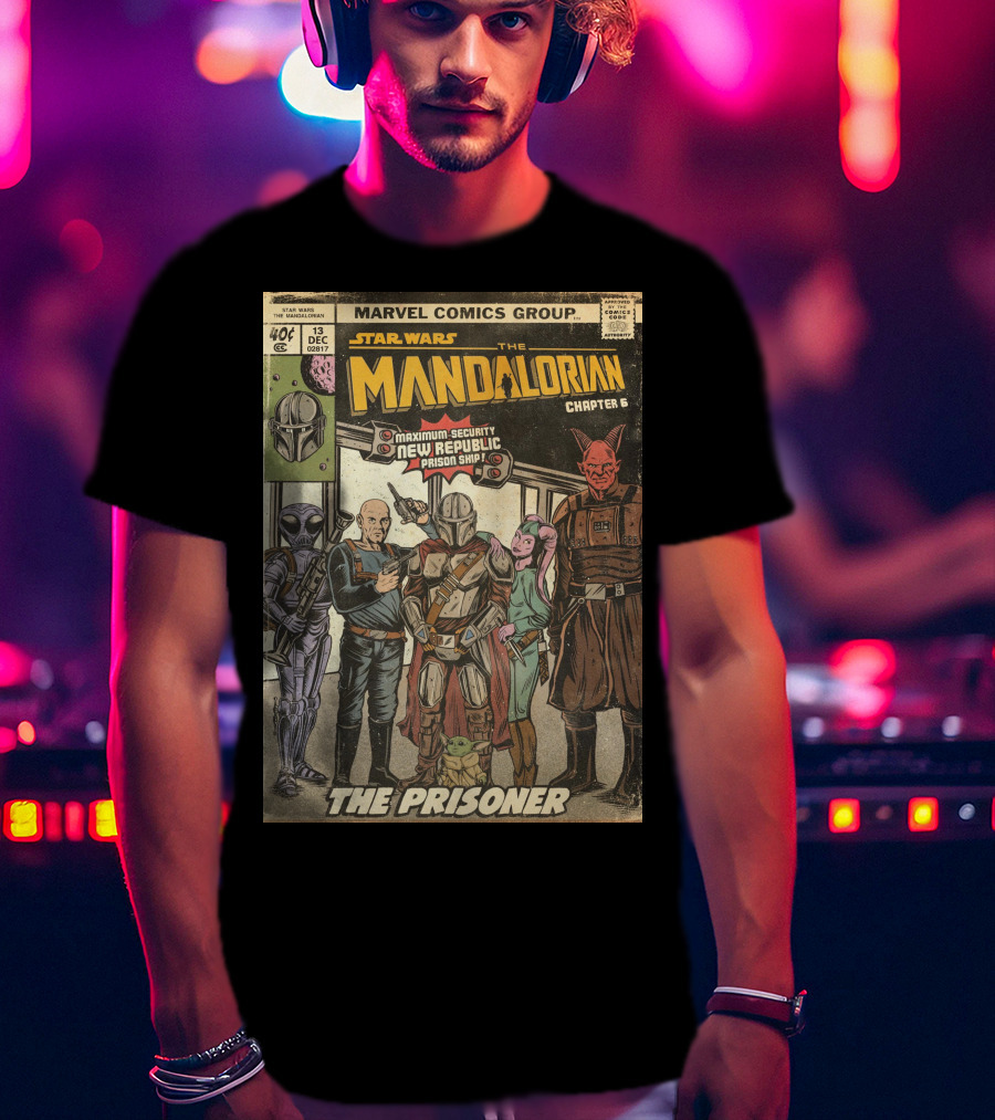 Star Wars The Mandalorian Chapter 6 Marvel Comics Group The Prisoner Maximum-Security New Republic Prison Ship T-Shirt