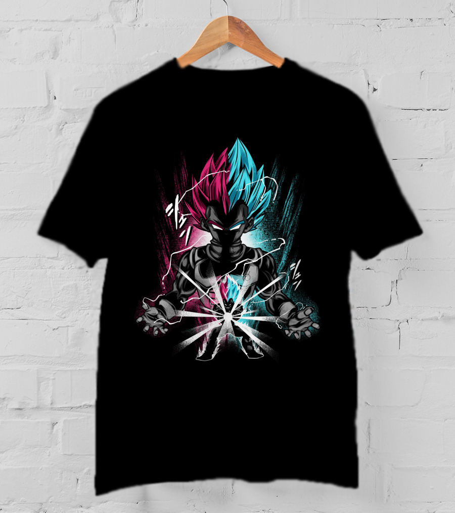 Anime Character With Blue And Pink Hair In Power Pose T-Shirt