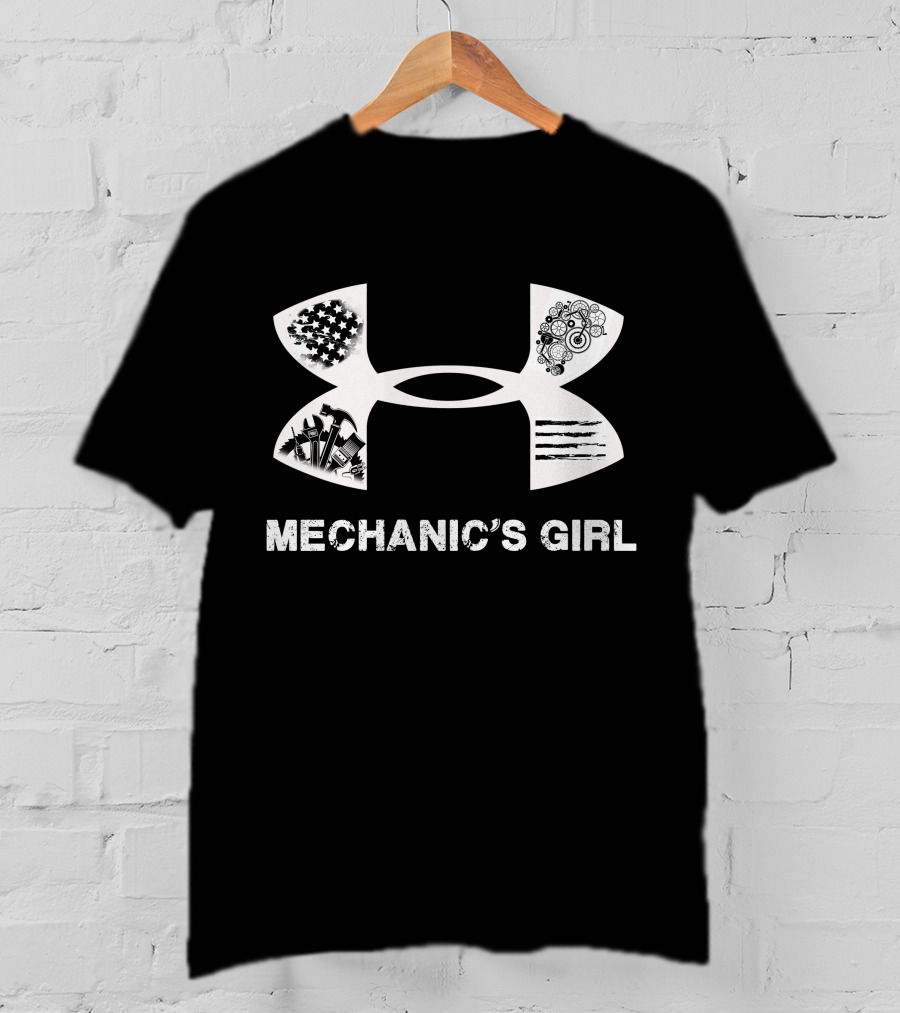 Mechanic's Girl Only Today With American Flag And Tools T-Shirt