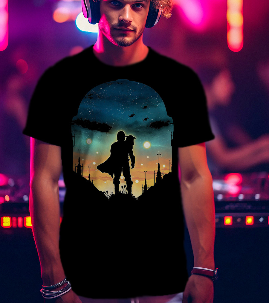Only Today Lone Mandalorian Starry Sunset Adventure T-Shirt