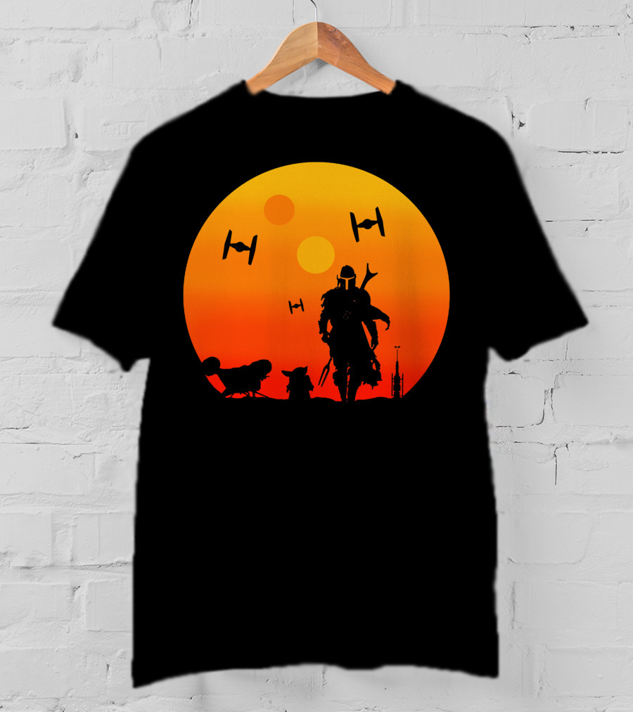 Only Today Mandalorian Sunset Silhouette Star Wars Tie Fighters T-Shirt