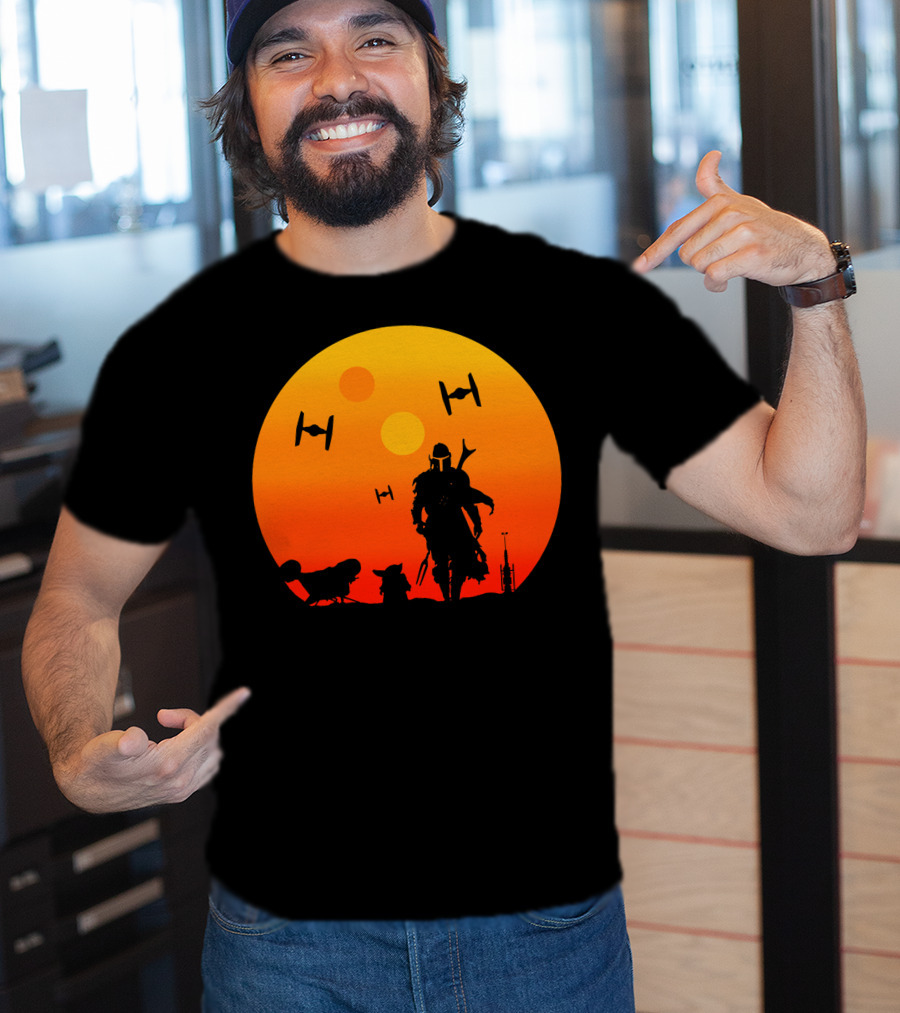Only Today Mandalorian Sunset Silhouette Star Wars Tie Fighters T-Shirt
