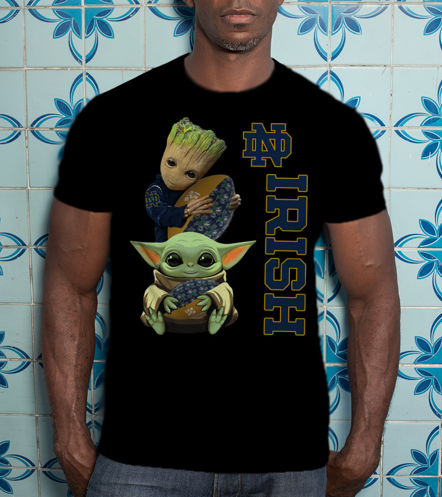 Groot Baby Yoda Notre Dame Fighting Irish Football T-Shirt
