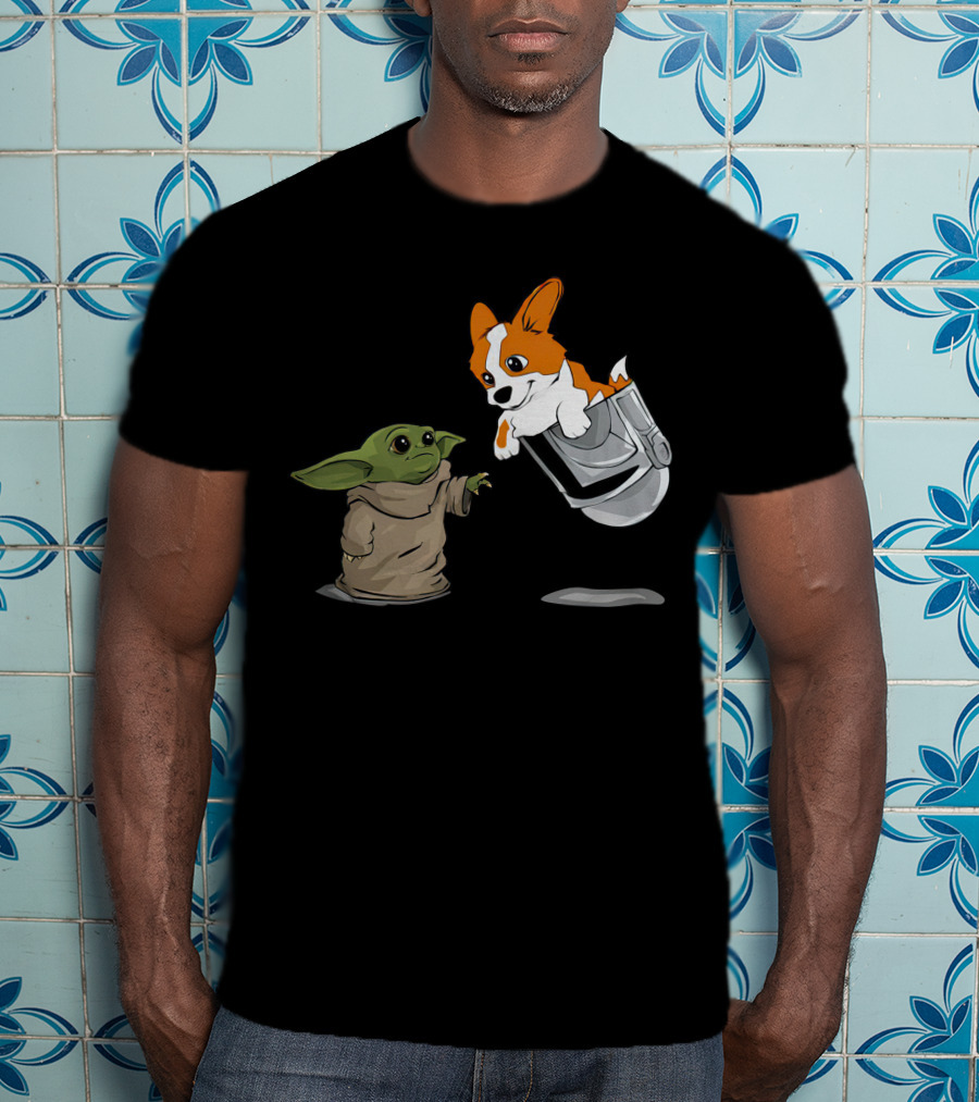 Cute Corgi With Baby Alien Companion T-Shirt