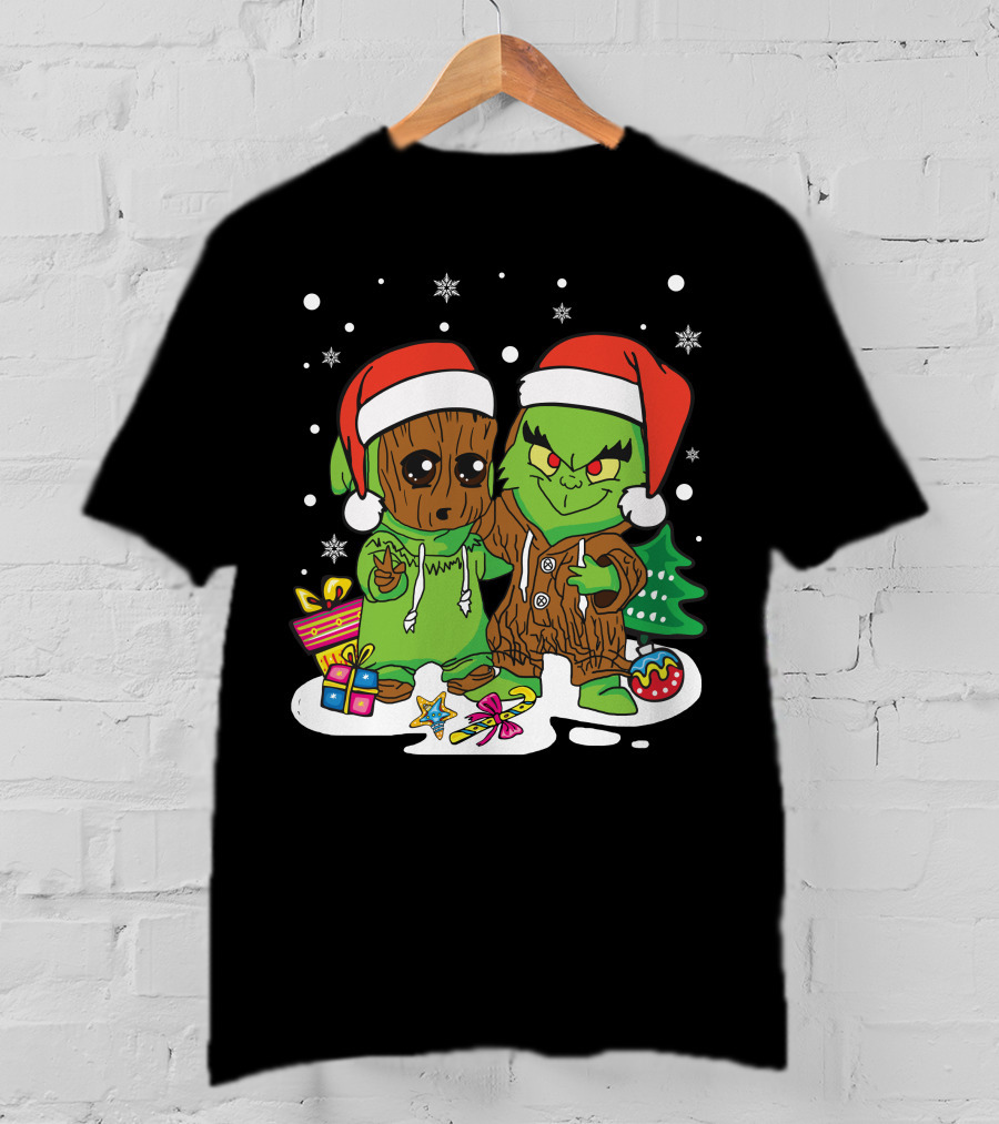 Only Today Christmas Tree Characters Santa Hats Snowflakes T-Shirt
