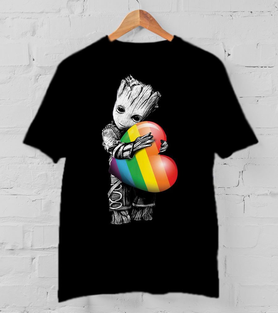 Only Today Cute Tree Creature Hugging Rainbow Heart T-Shirt