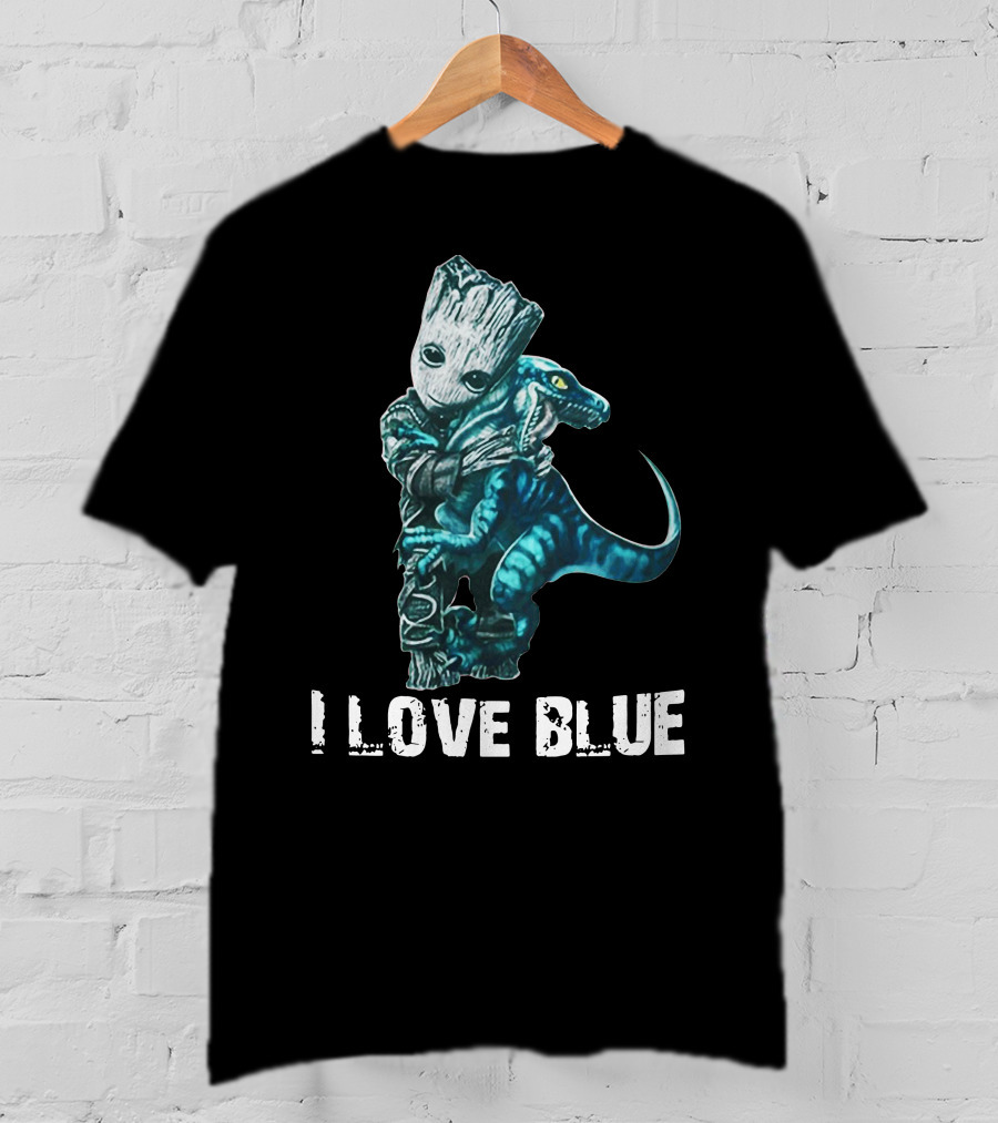 I Love Blue Groot And Blue The Velociraptor Hug T-Shirt