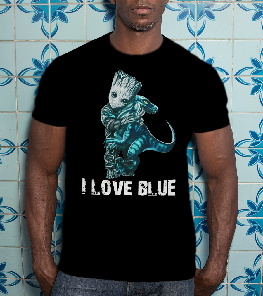 I Love Blue Groot And Blue The Velociraptor Hug T-Shirt