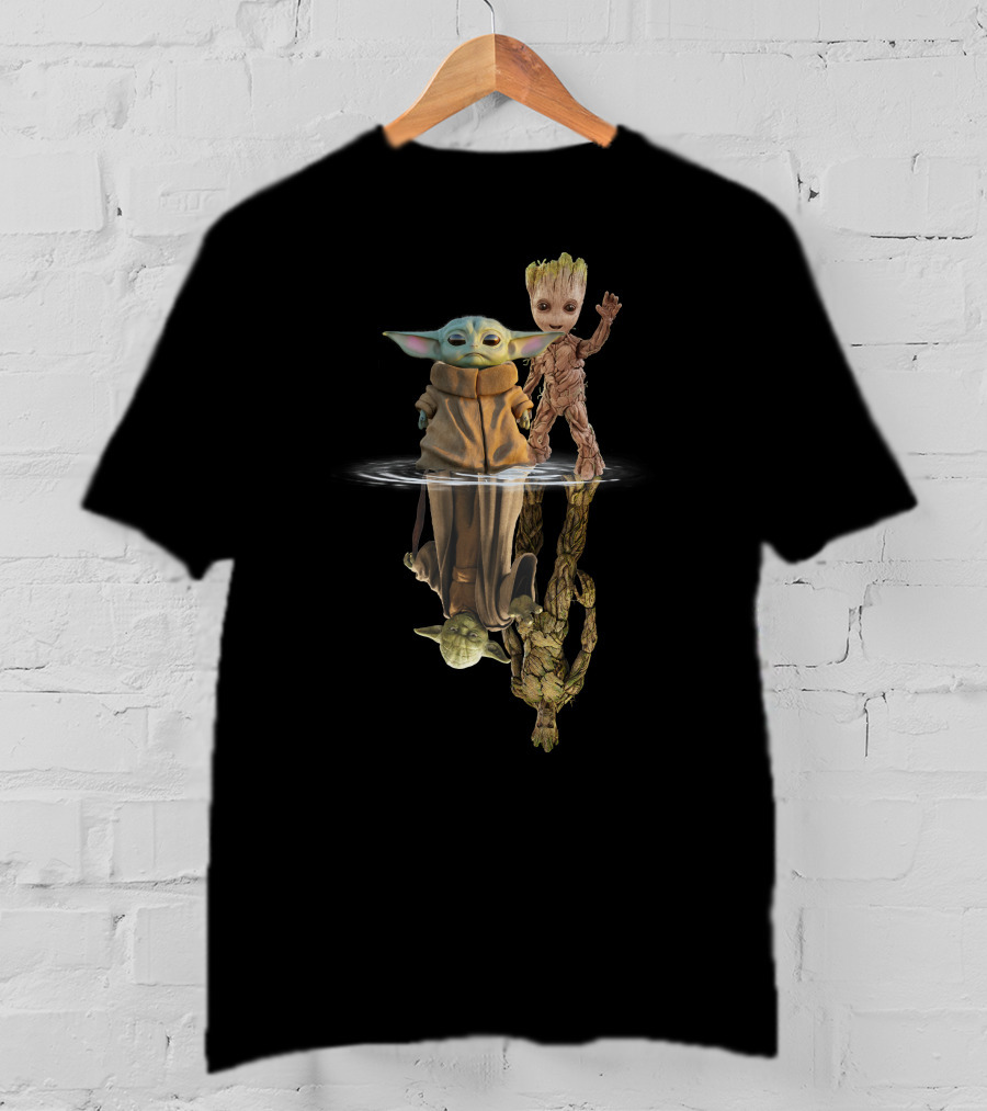 Baby Yoda And Groot Reflection Only Today T-Shirt