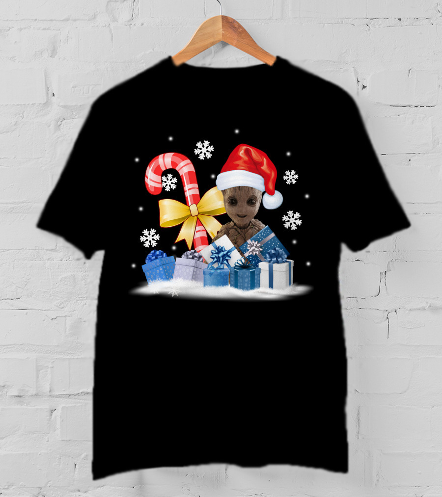 Only Today Christmas Groot Candy Cane Snowflakes T-Shirt