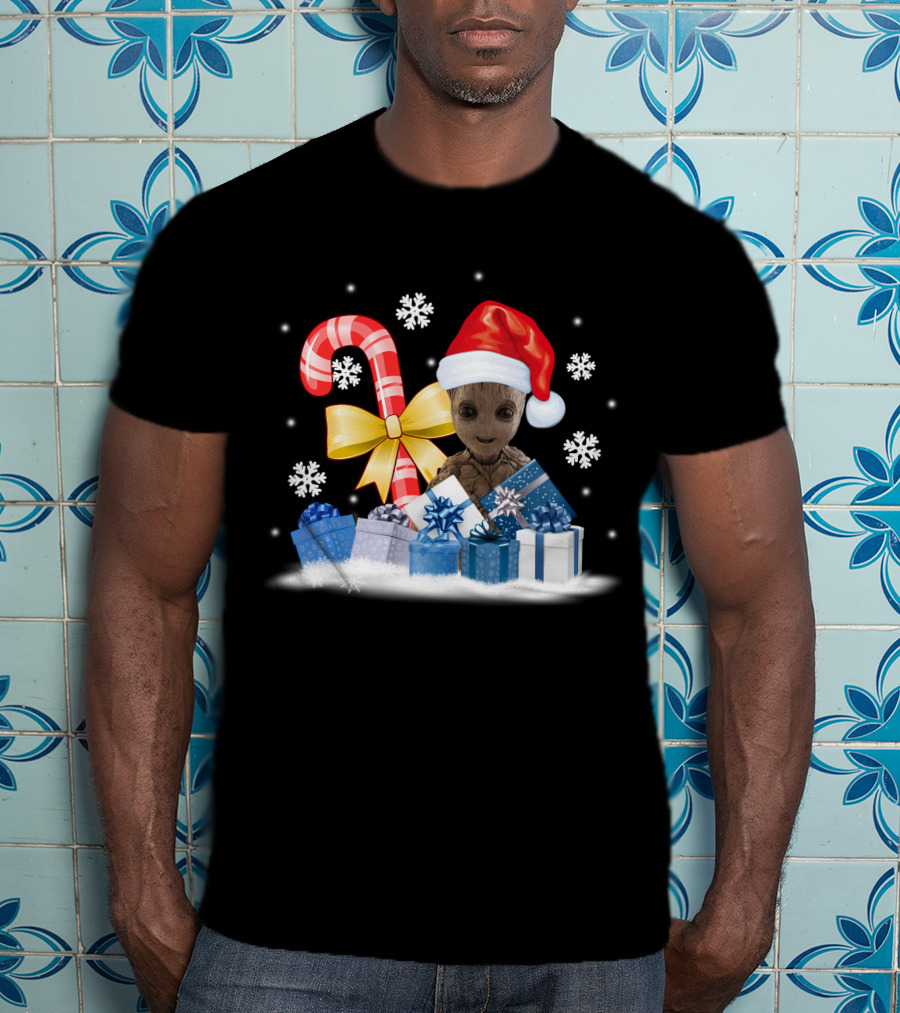 Only Today Christmas Groot Candy Cane Snowflakes T-Shirt