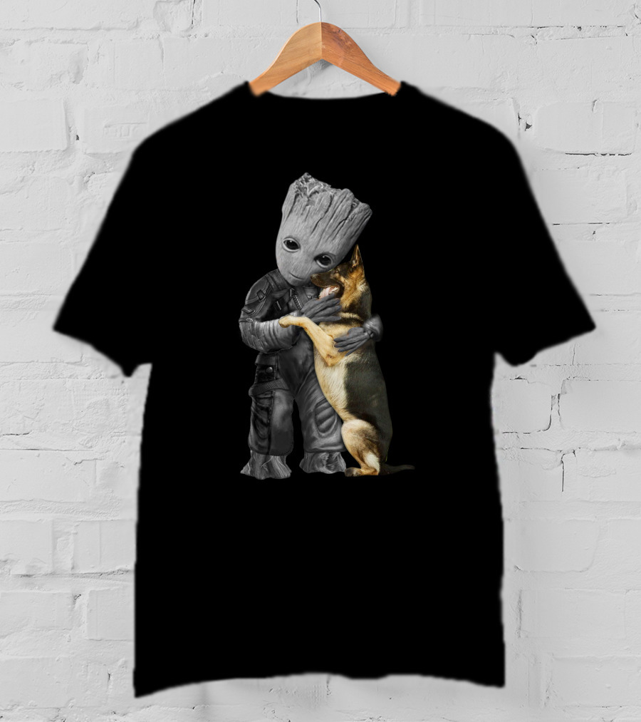 Baby Groot Hugging Dog T-Shirt