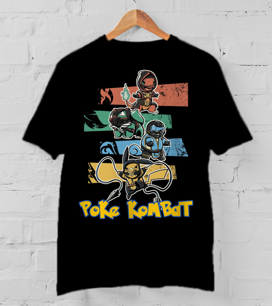 POKE KOMBAT Pokemon Mortal Kombat Crossover Characters In Action T-Shirt