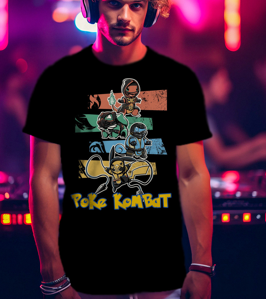 POKE KOMBAT Pokemon Mortal Kombat Crossover Characters In Action T-Shirt