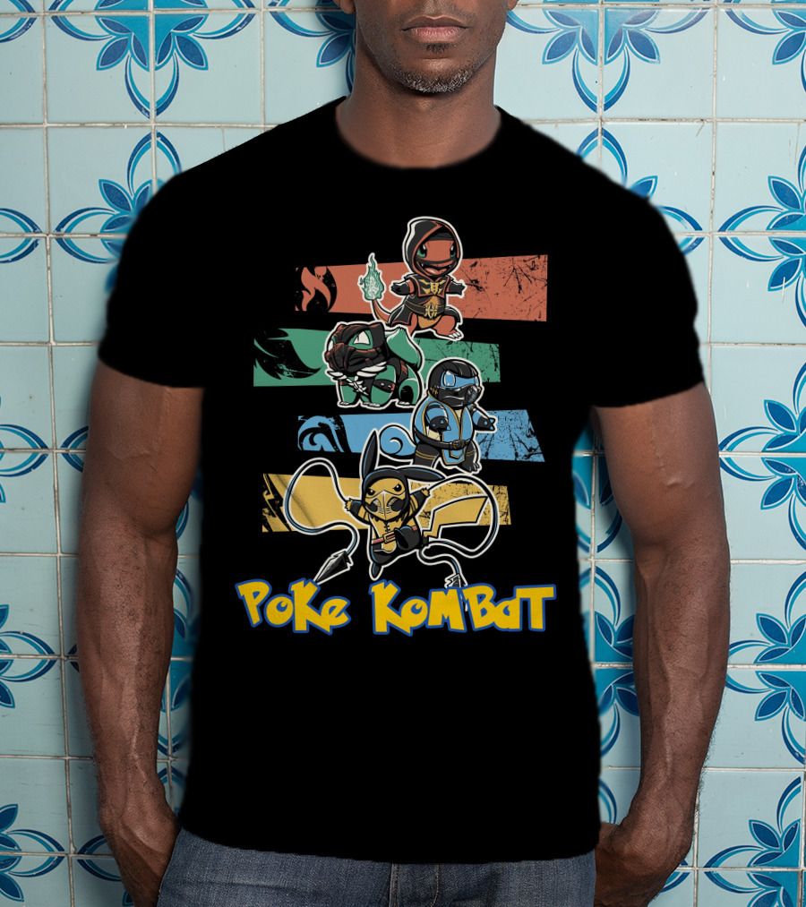 POKE KOMBAT Pokemon Mortal Kombat Crossover Characters In Action T-Shirt