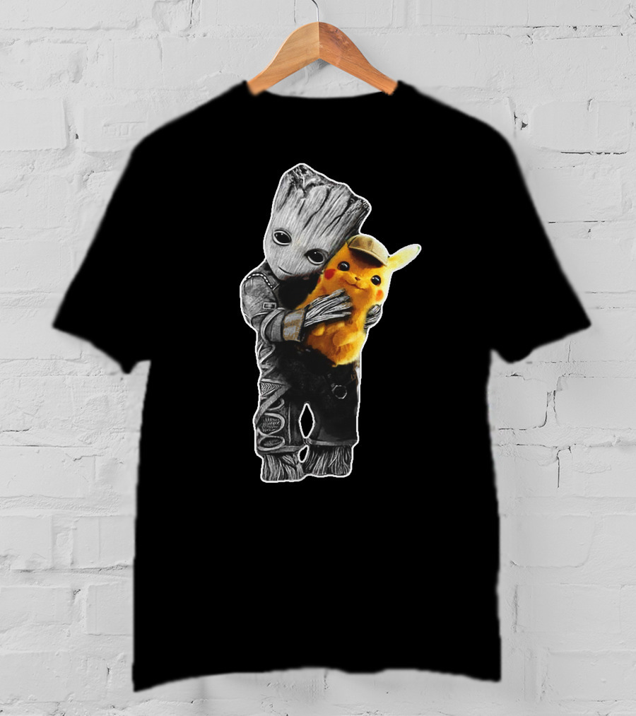 Groot Embrace With Pikachu T-Shirt