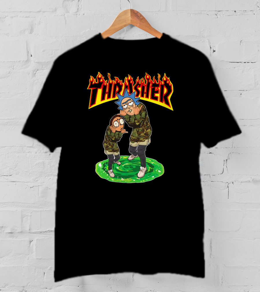 Thrasher 40 Rick And Morty Camo Portal T-Shirt
