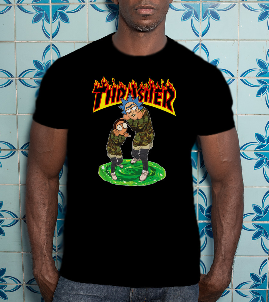 Thrasher 40 Rick And Morty Camo Portal T-Shirt