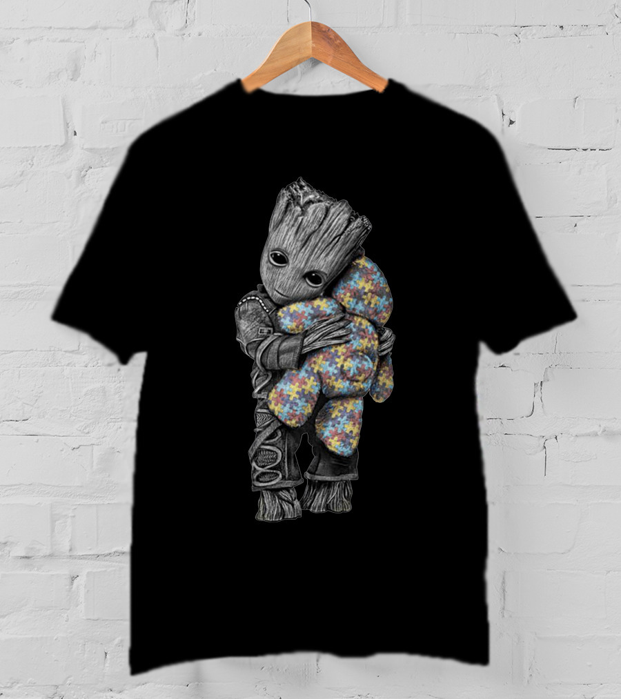 Groot Hugging Puzzle Piece Bear T-Shirt