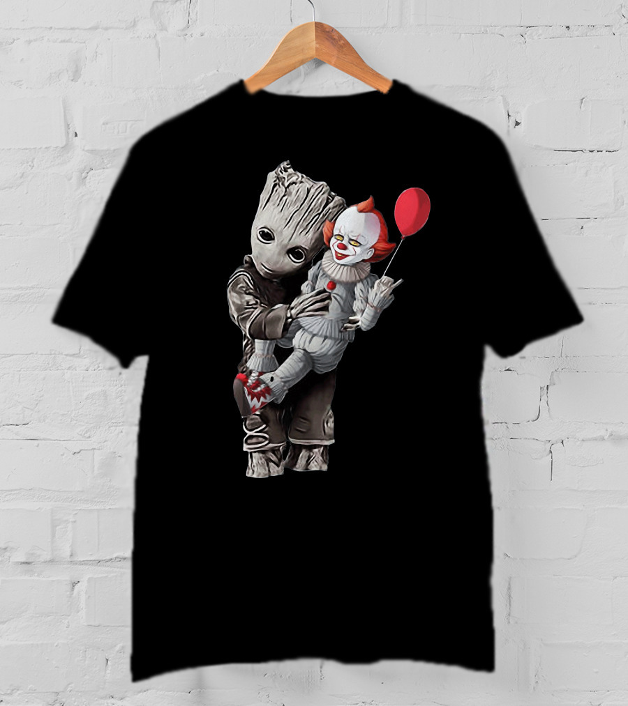 Groot Holding Pennywise With Balloon T-Shirt