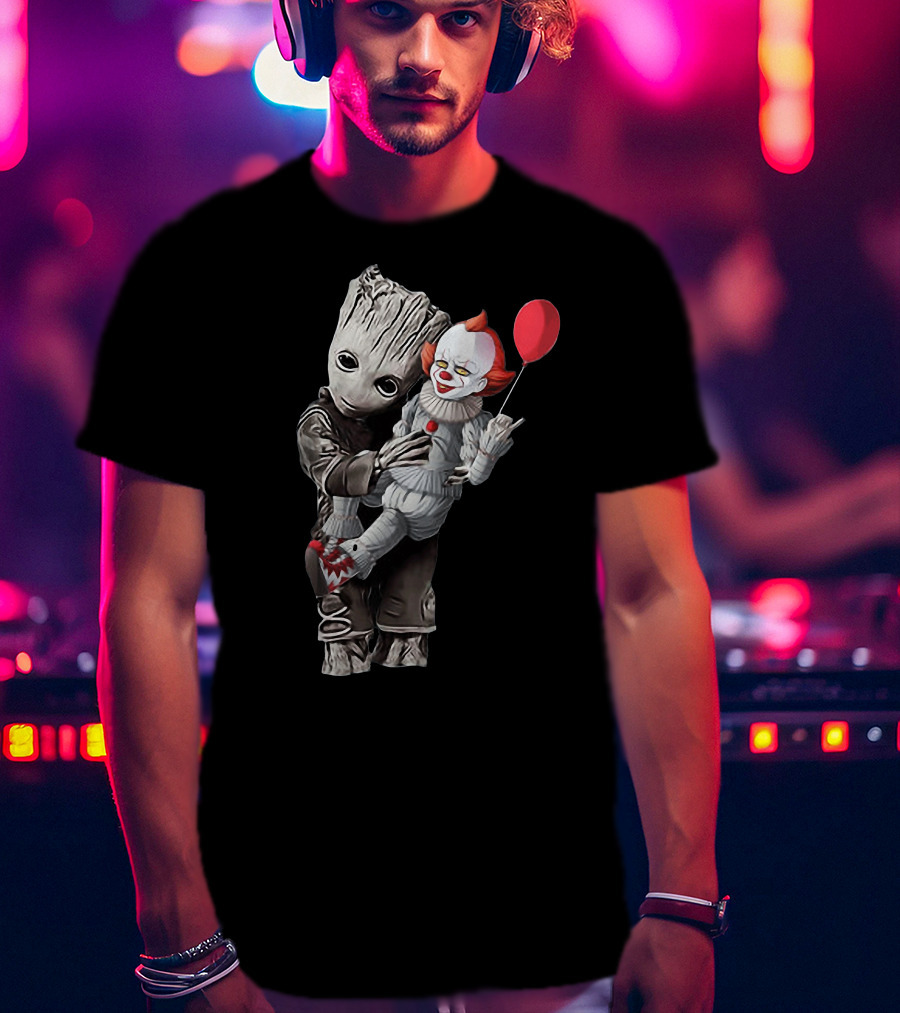 Groot Holding Pennywise With Balloon T-Shirt