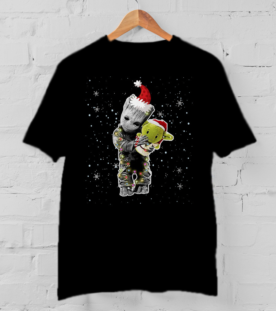 Baby Groot Yoda Holiday Snowflakes T-Shirt
