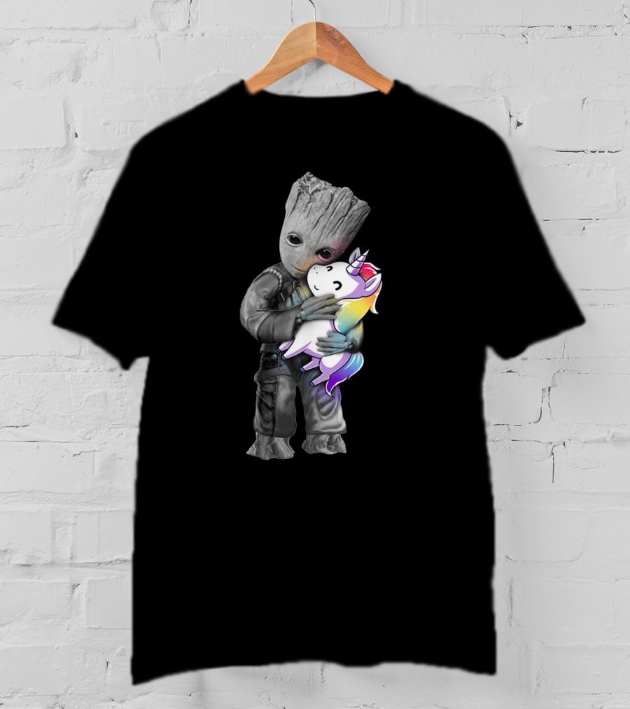 Baby Groot Hugging Unicorn T-Shirt