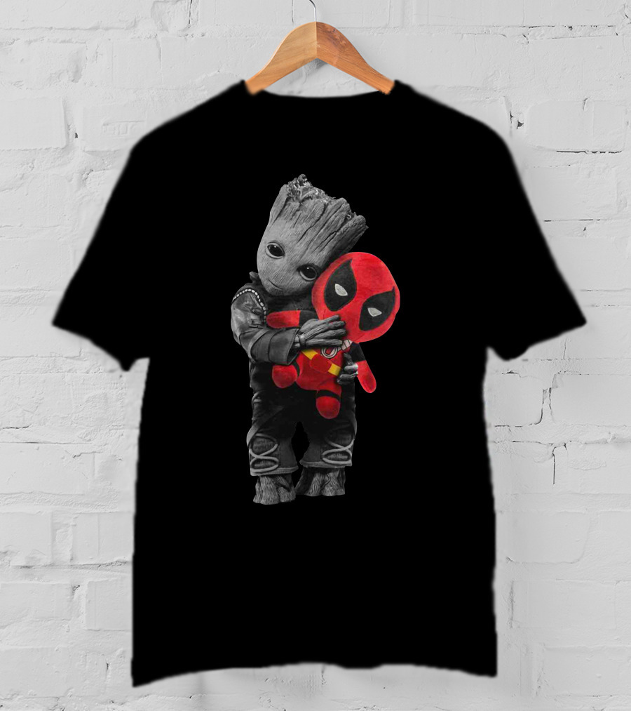 Baby Groot Hugging Deadpool Plush T-Shirt