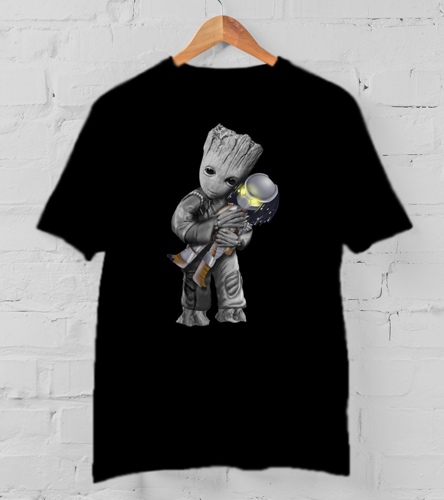 Groot Holding Predator Themed Character T-Shirt
