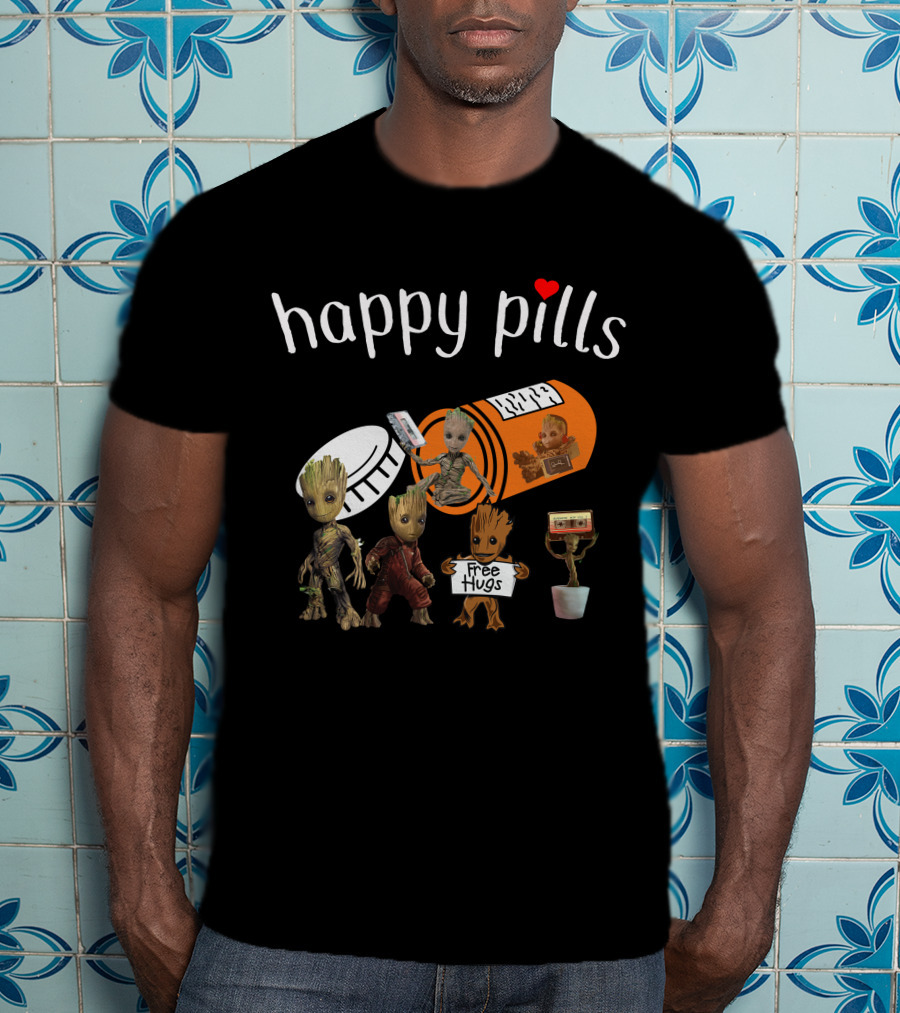 Happy Pills Groot Free Hugs Cassette Planter T-Shirt