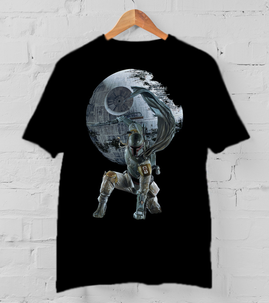 Mandalorian Bounty Hunter With Death Star T-Shirt