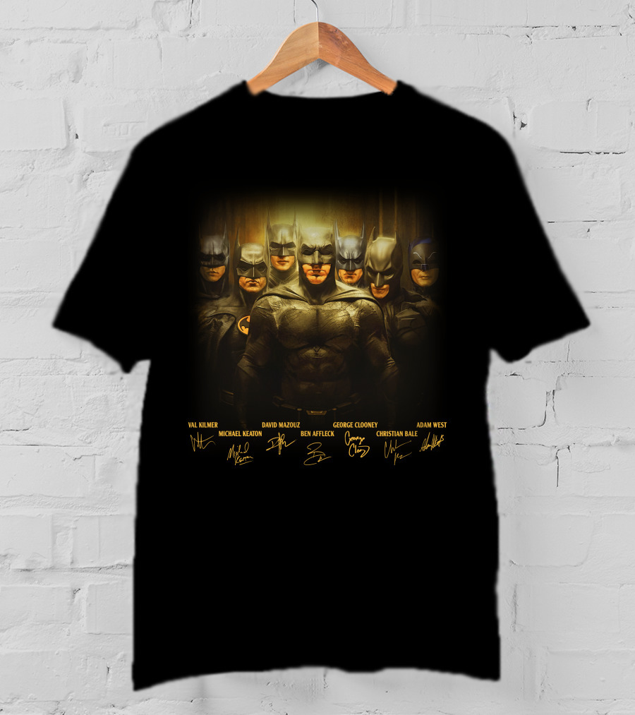 Batma Val Kilmer Michael Keaton David Mazouz Ben Affleck George Clooney Christian Bale Adam West T-Shirt