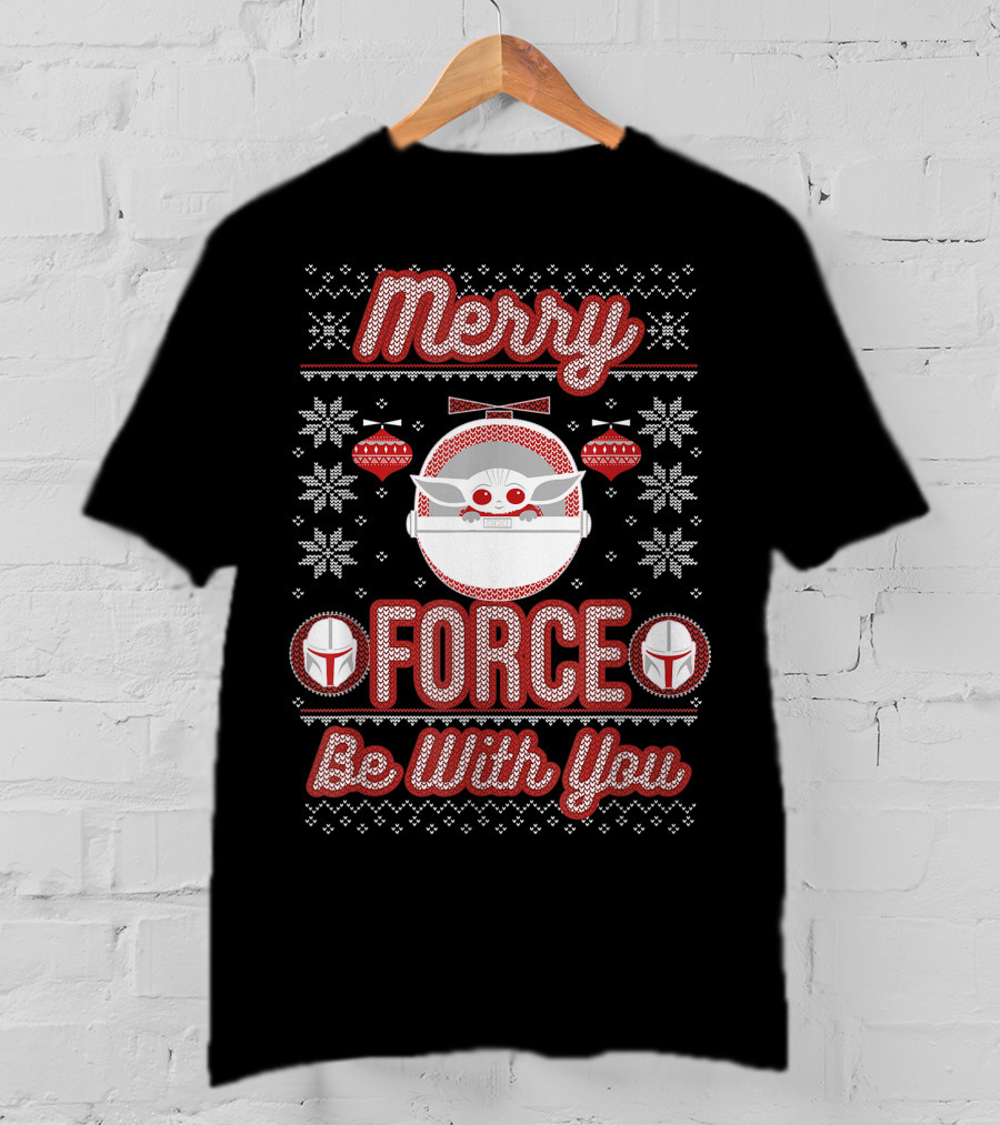 Merry Force Be With You Mandalorian Child Holiday T-Shirt