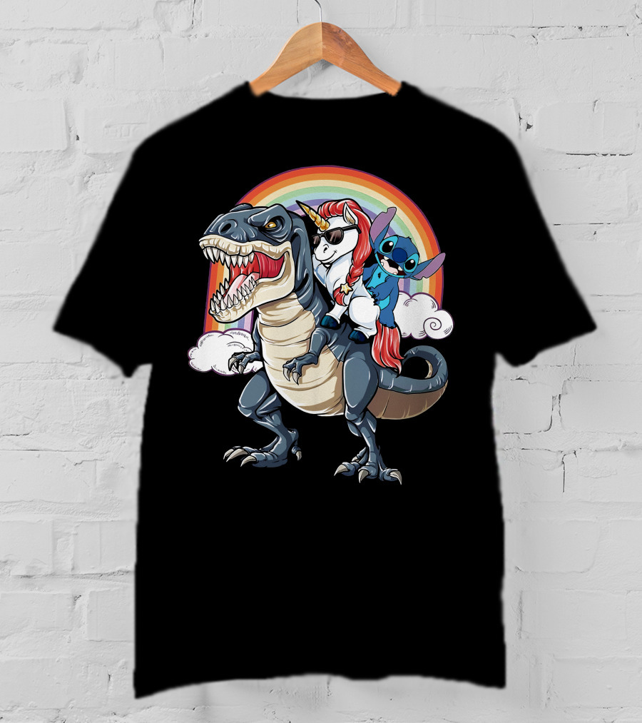 Stitch Riding T-Rex Unicorn T-Shirt