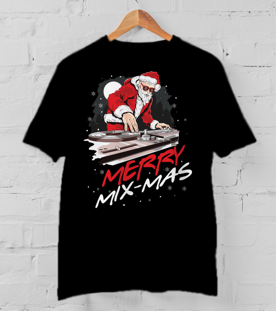 Merry Mix Mas Santa DJ Mixing Christmas Music T-Shirt