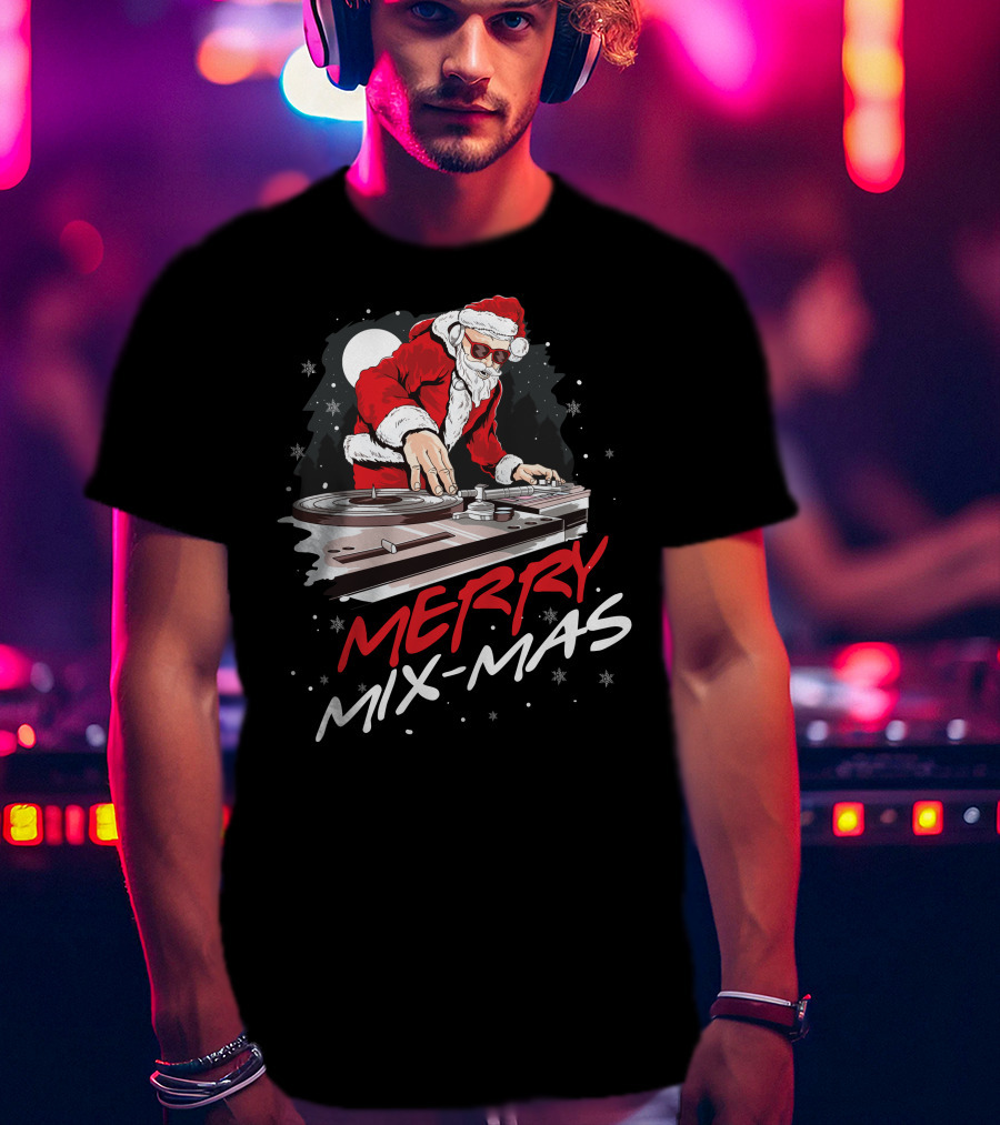 Merry Mix Mas Santa DJ Mixing Christmas Music T-Shirt