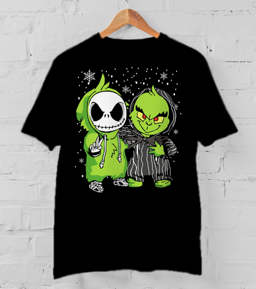 Grinch And Jack Snowy Night Characters T-Shirt
